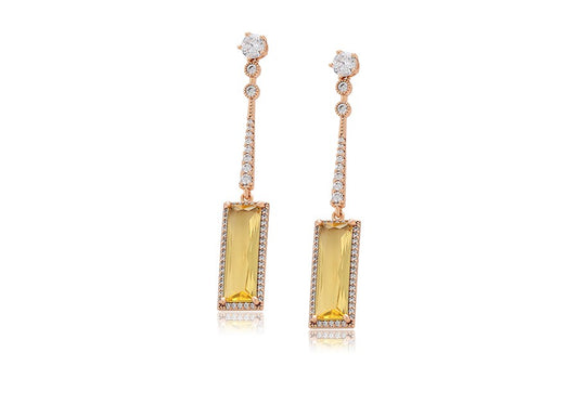 18K Gold Plated Citrine and Crystal Drop Earrings image 0