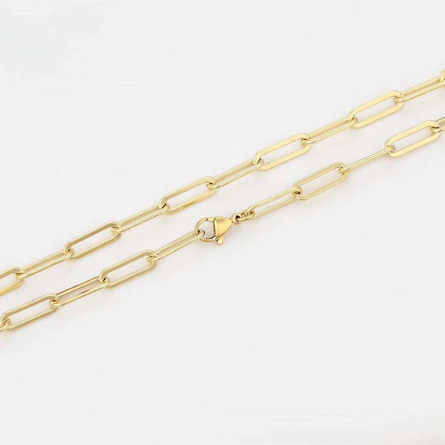 14K Gold Plated - Chunky Rectangular Link Necklace image 4