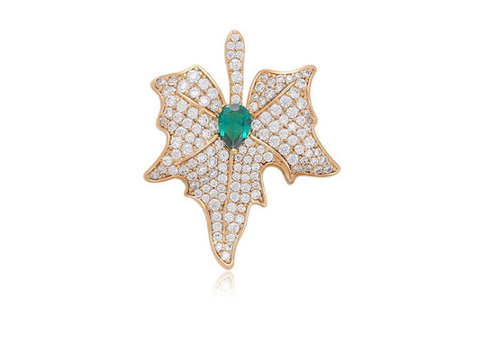 Sparkling Gold Leaf Drop Pendent - 18K Gold Plated image 0