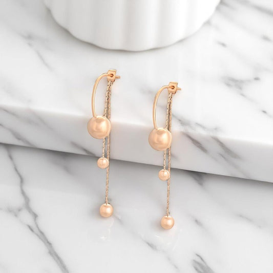 Rose Gold Plated Ball Chain Drop Earrings image 1