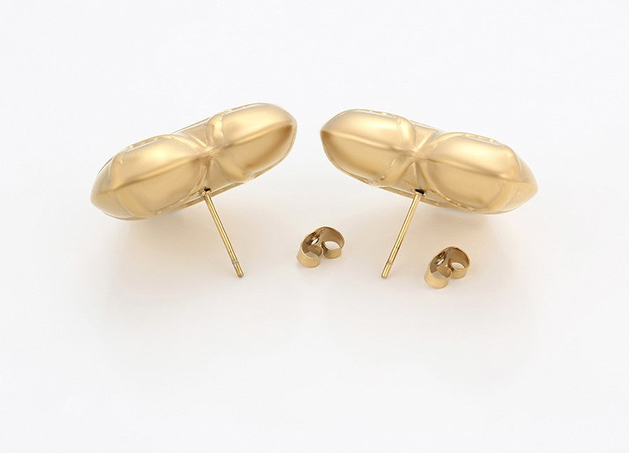 18K Elegant Gold Plated - Quilted Puffy Heart Earrings image 3