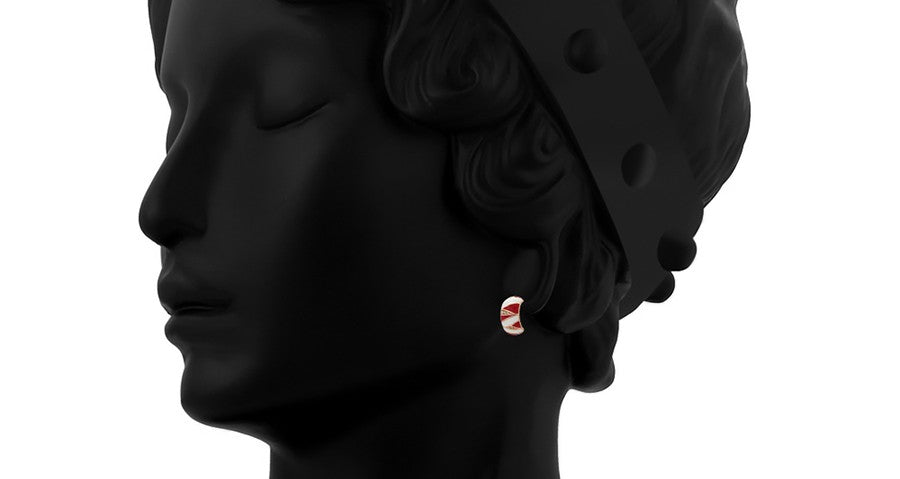 Candy Cane Hoop Earrings with Red and White Enamel - Festive Holiday Earrings image 5
