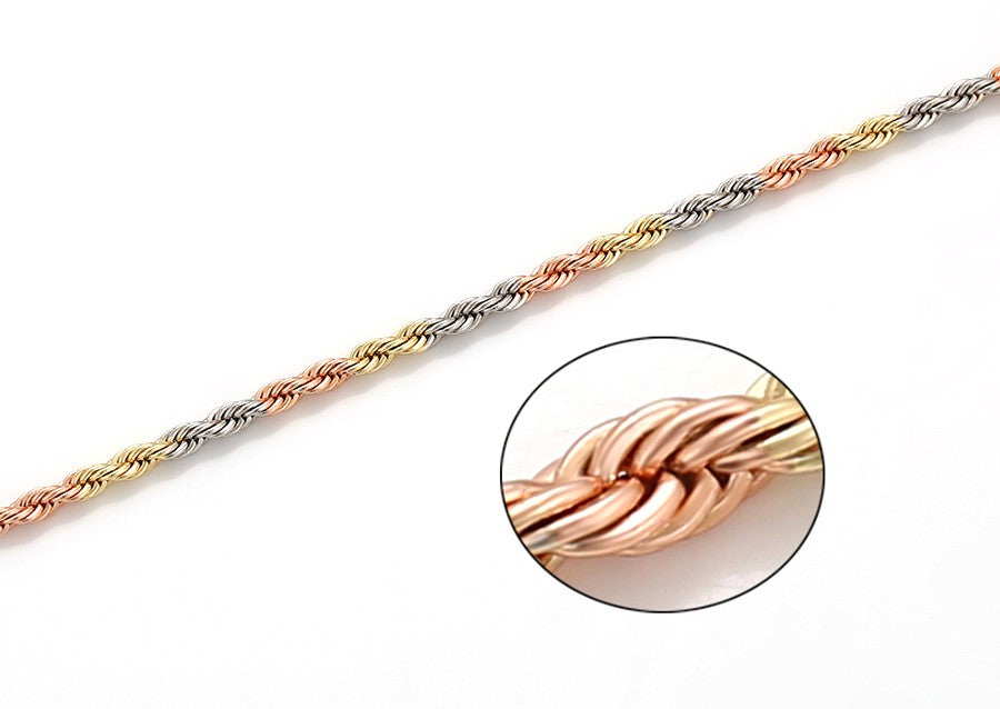 Yellow, White & Rose Gold Twisted Rope Bracelet in 14k Gold image 3
