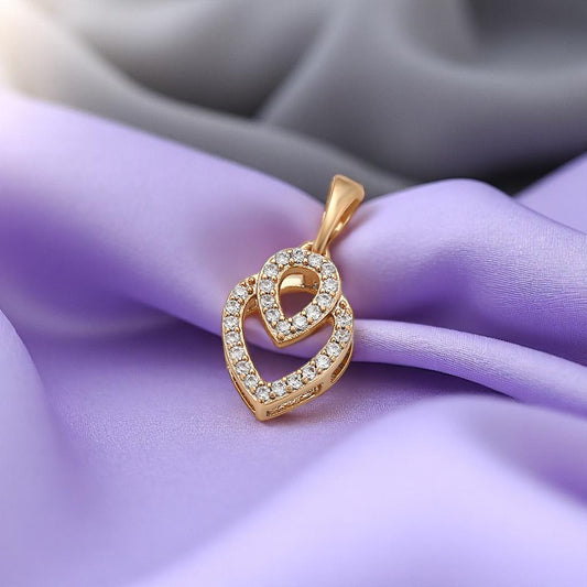 18K Gold Plated Interlocking Hearts Pendant with Pave Crystals image 0