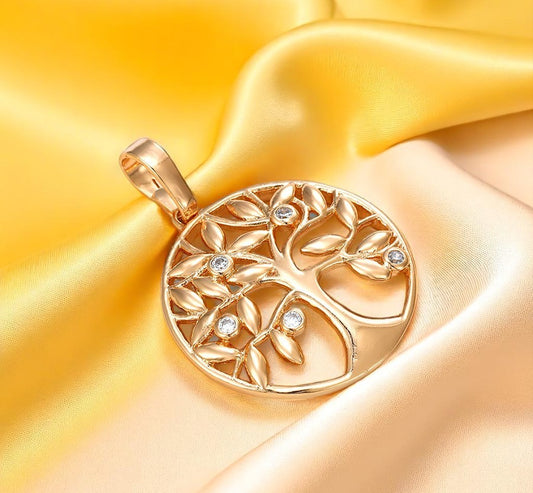 Rose Gold Tree of Life Pendant with Crystal Accents image 0