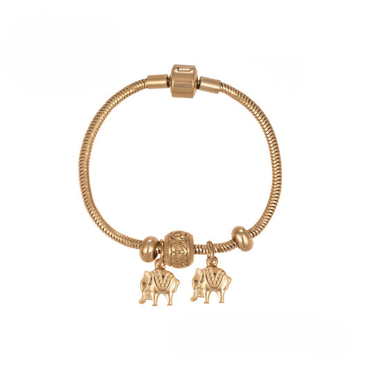 18K Rose Gold Elephant Charm Bracelet image 0