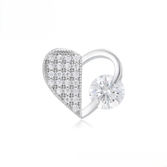 Stylish White Gold Heart Necklace with Pave Crystals and Solitaire Moissanite image 0