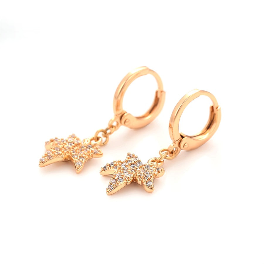 Elegant Rose Gold Leaf Earrings with Full Crystal Accents image 4