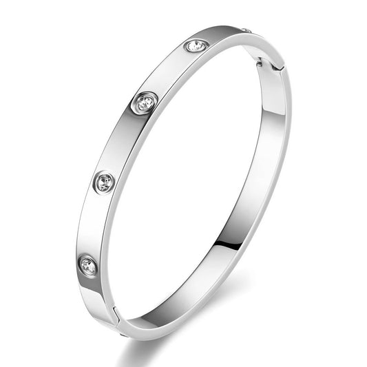 Stainless Steel Crystal Accent Bangle Bracelet image 0