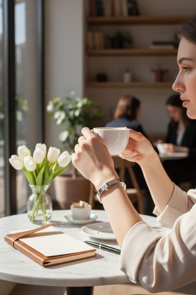 Stainless Steel Crystal Accent Bangle Bracelet