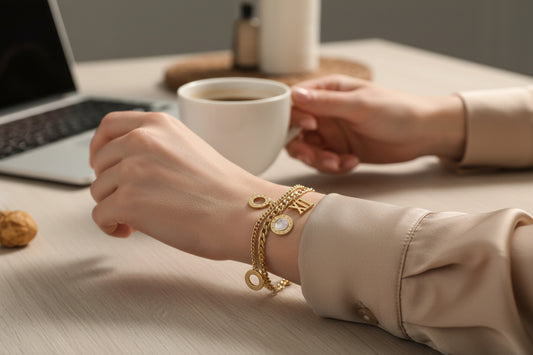 Modern 14K Gold Plated Chain Bracelet with Roman Numerals