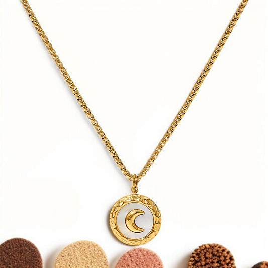 18K gold plated Stainless steel "Crescent" necklace,
